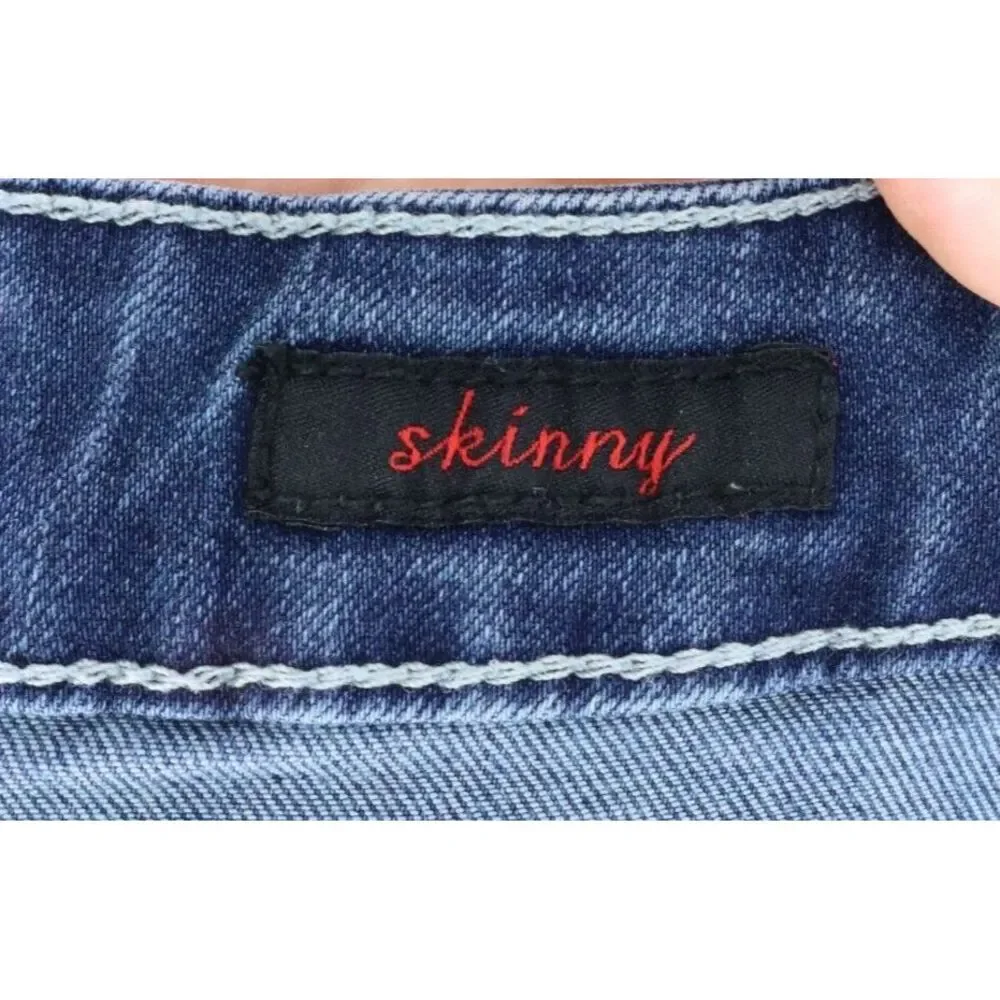 Earl‎ Jean Skinny Jeans Patchwork Design Womens 8 Blue Mid Rise Stretch